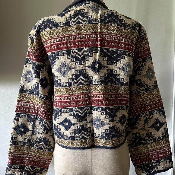 Vintage Southwestern Azteca Tapestry Cropped Jacket Flashback - Picture 10 of 11